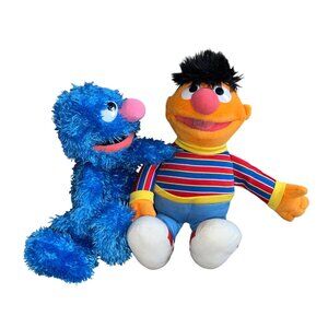2010 Gund Sesame Street Grover & Ernie Plush Dolls Set - Colorful & Soft Collect